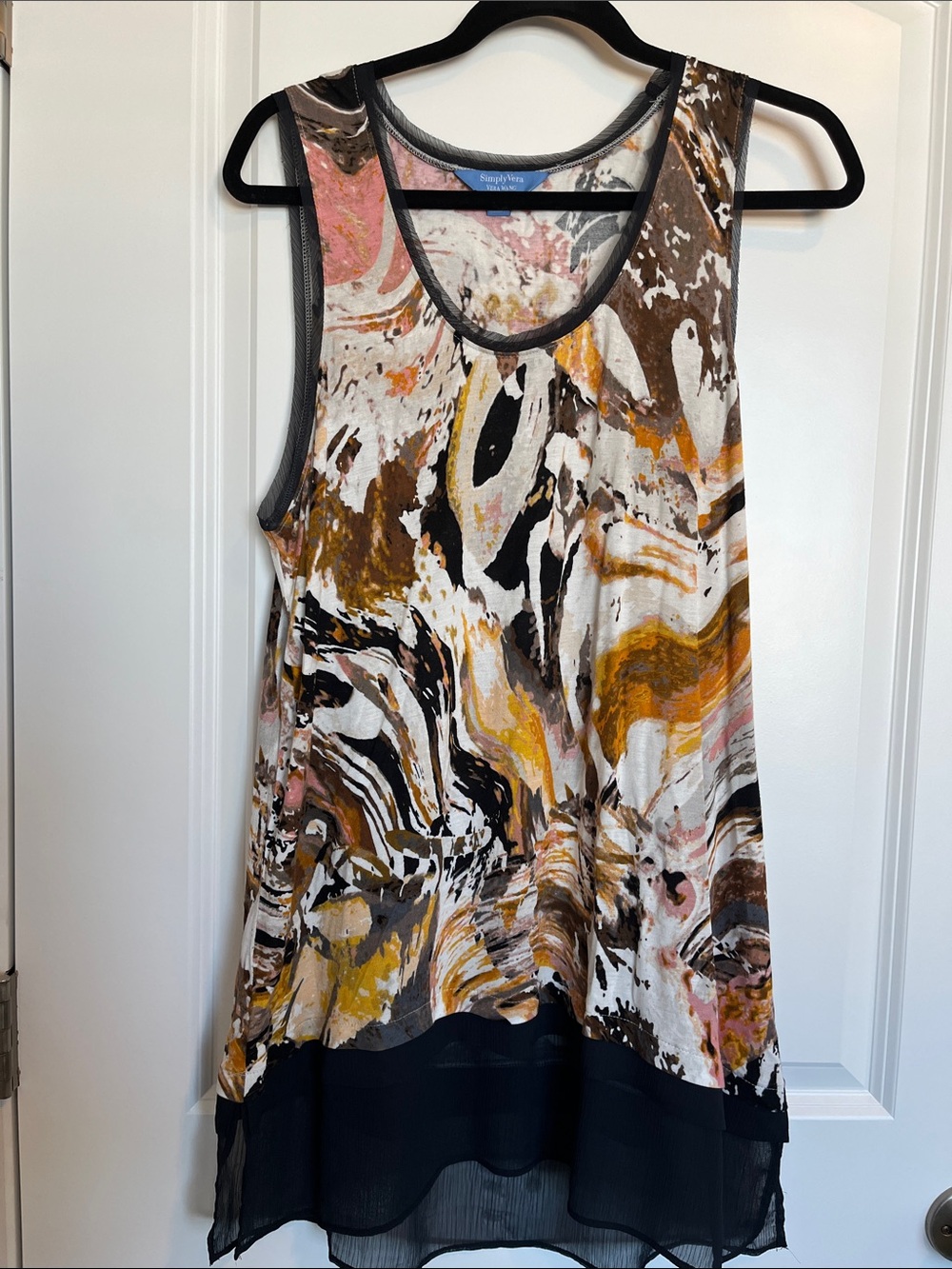 Simply Vera Vera Wang Marble-Print Sleeveless Tank in Pink, Mustard & Brown